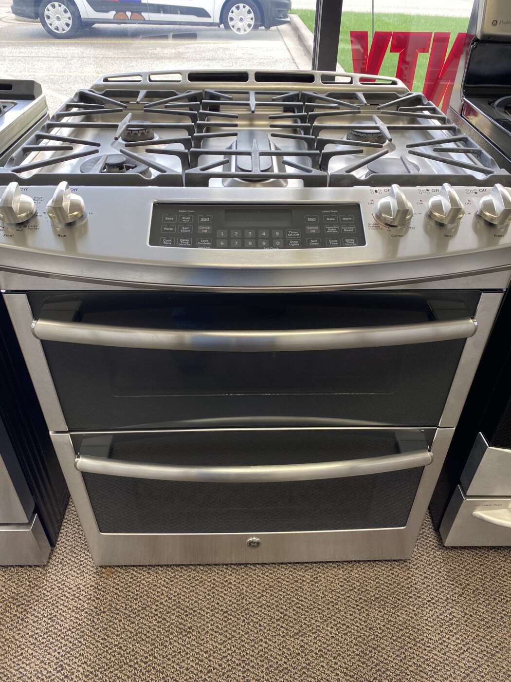 Reconditioned G/E Self-Clean Convection Double-Oven Slide-In GAS Range – Stainless