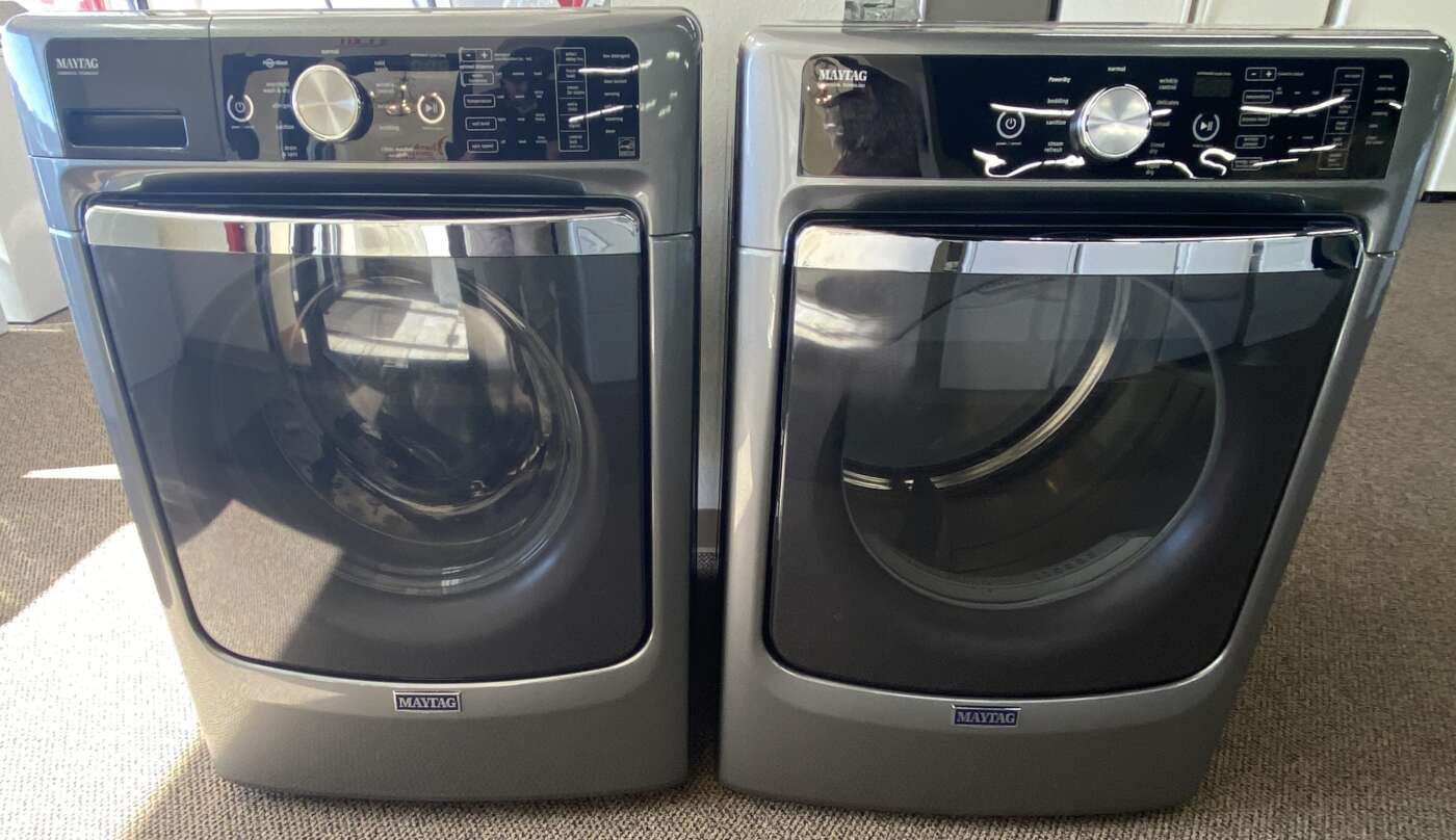 Reconditioned MAYTAG 4.5 Cu. Ft. Front-Load Washer and 7.4 Cu. Ft.  Electric Dryer (Metallic Slate)