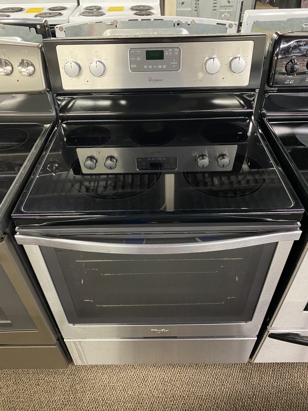 Reconditioned Whirlpool Smooth Top Electric Range with Convection (Stainless Steel)