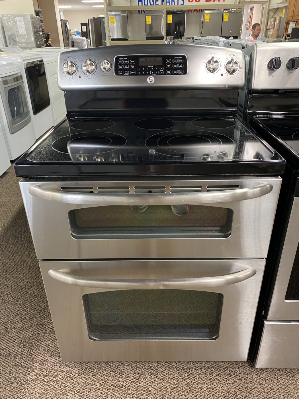 Reconditioned GE Smooth Top Double Oven Electric Range (Stainless Steel)