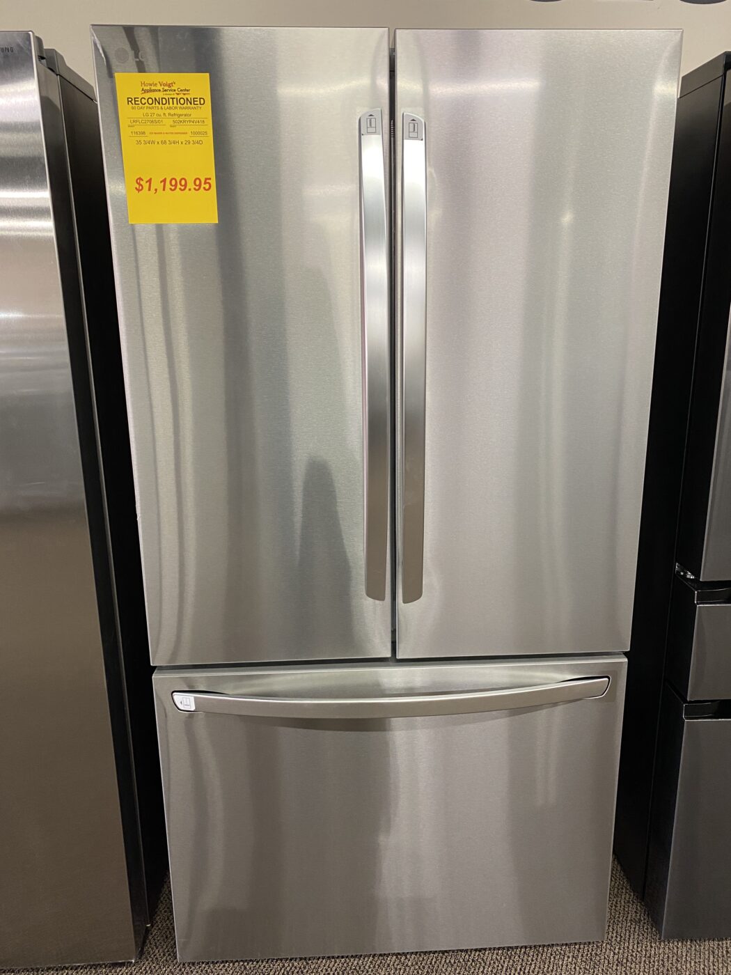 Reconditioned LG 27 cu. ft. French Door Refrigerator with Ice and Water Dispenser (Stainless Steel)