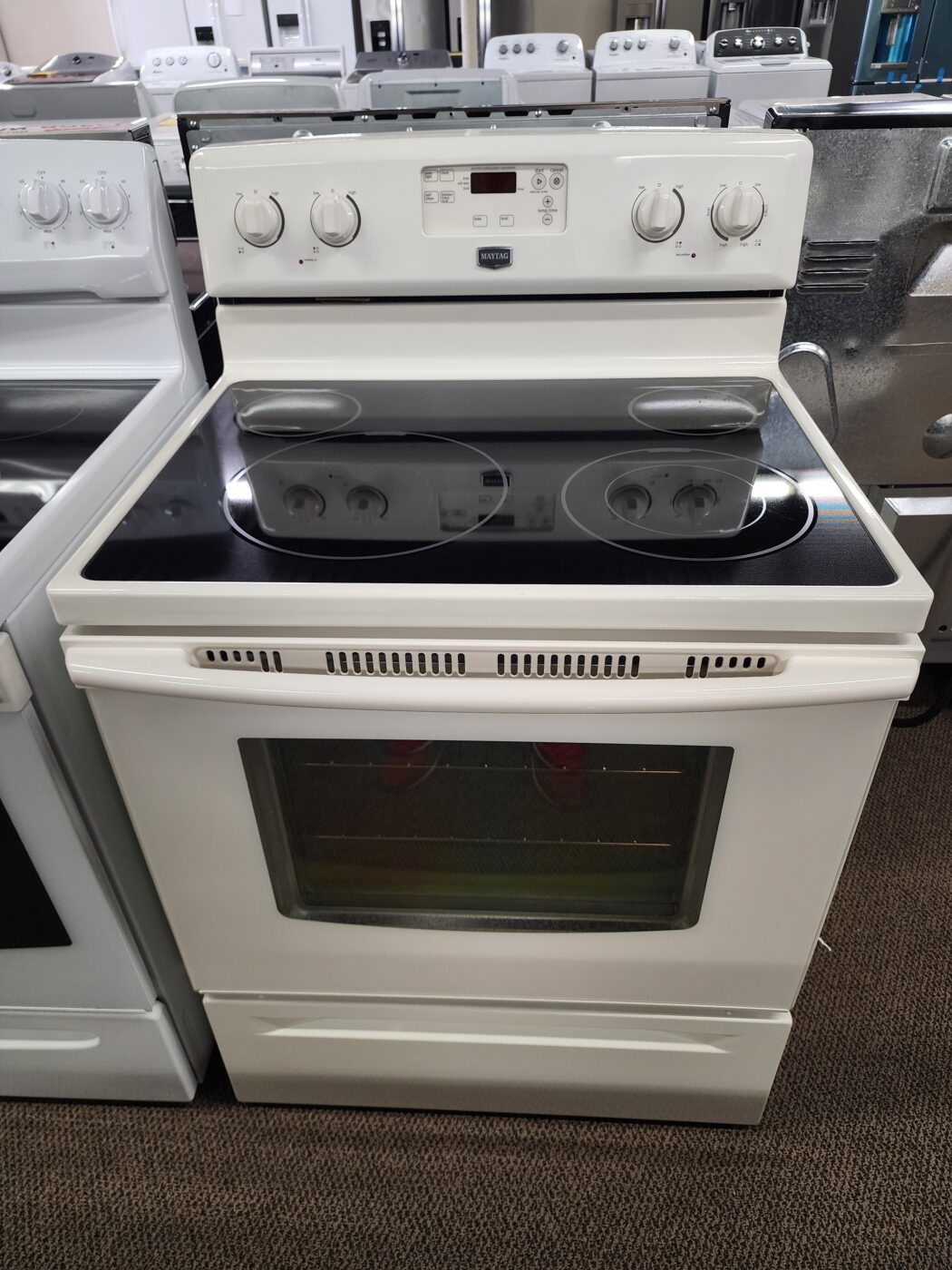 Reconditioned Maytag Smooth Top Electric Range (Bisque)