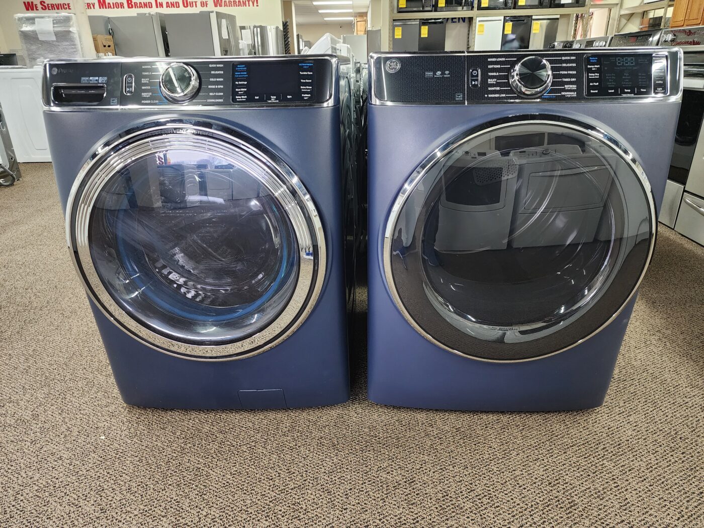 Reconditioned GE 5.3 cu. ft. Front Load Washer & 7.8 cu. ft. Gas Dryer (Sapphire)
