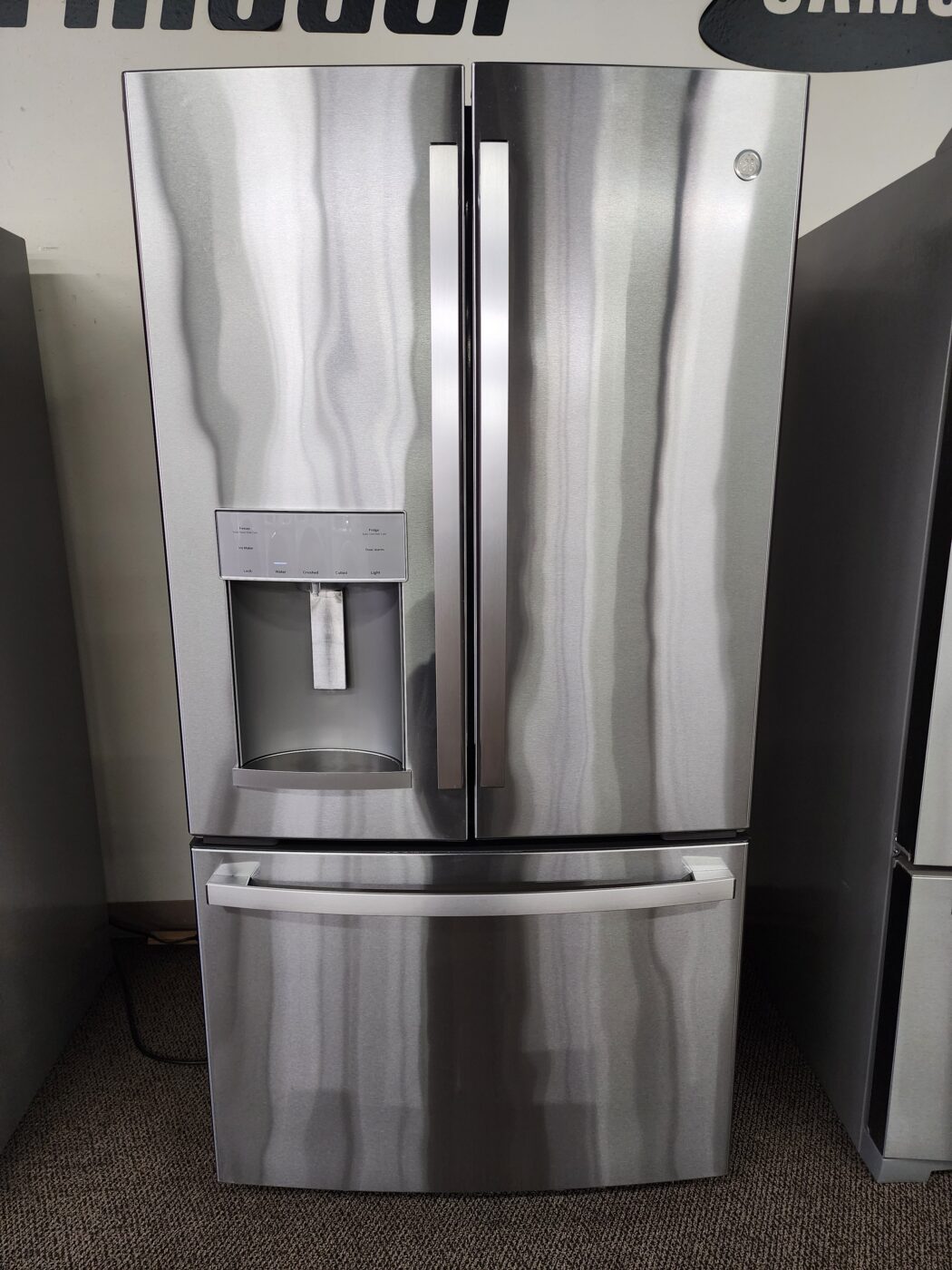 Reconditioned GE 22.1 cu. ft. French Door Refrigerator with Ice and Water Dispenser (Stainless Steel)