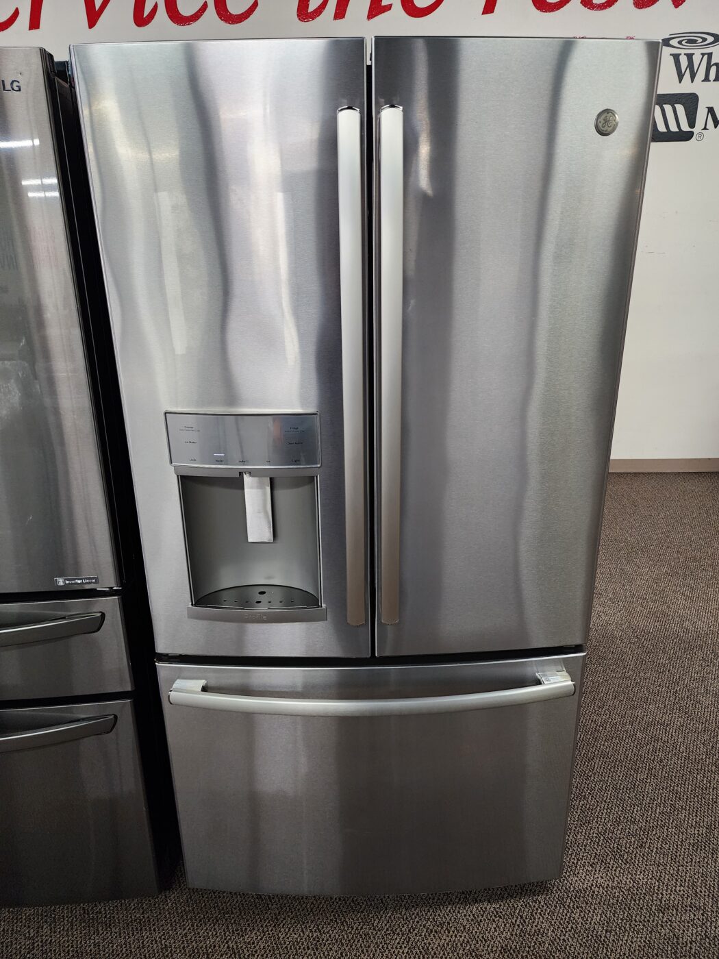 Reconditioned GE 22.1 cu. ft. French Door Refrigerator with Ice & Water Dispenser (Stainless Steel)