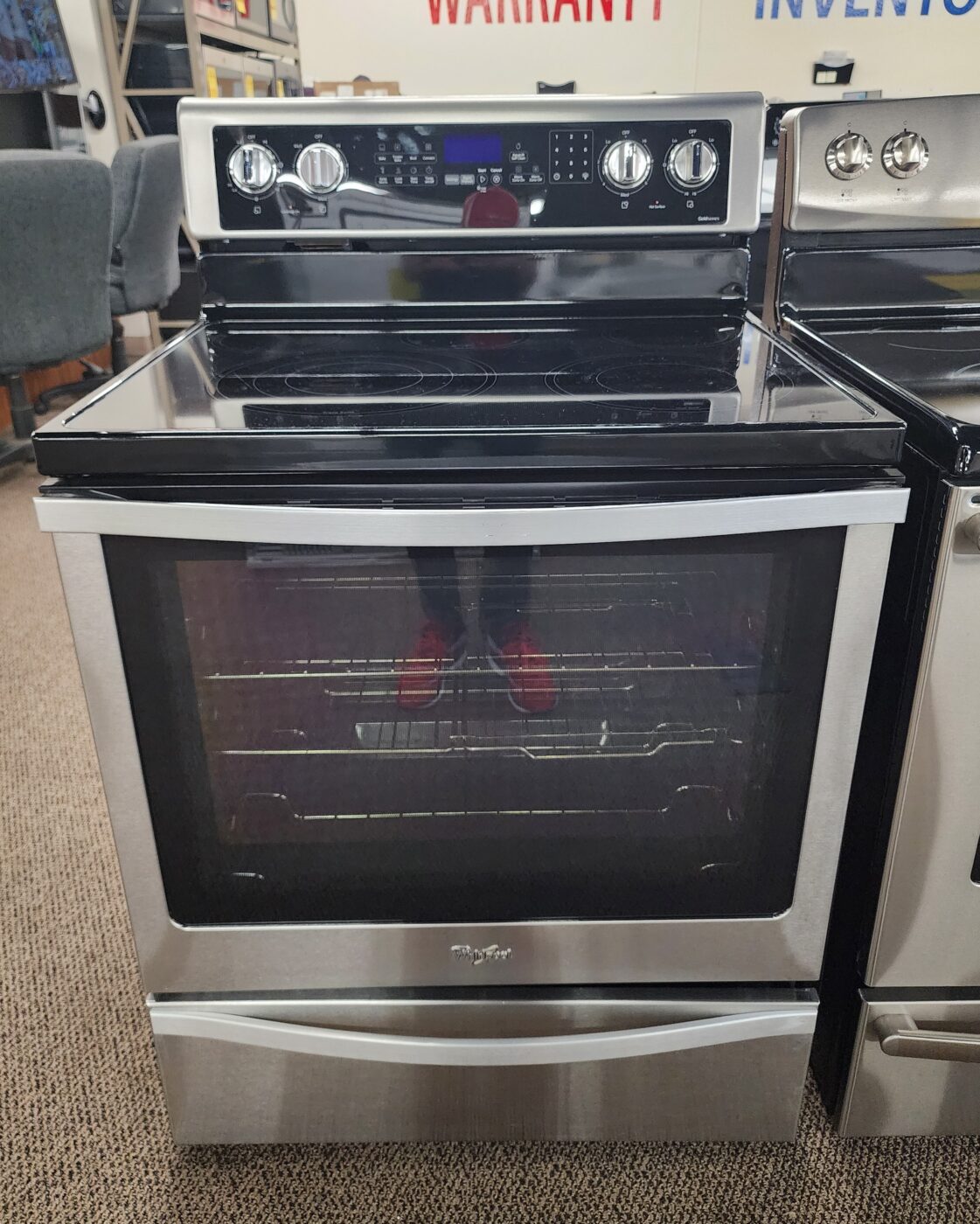 Reconditioned Whirlpool Smooth Top Electric Range (Stainless Steel)